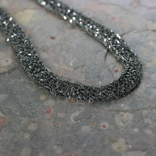 MARIA Black Rhodium Plated Woven Silver Statement Necklace