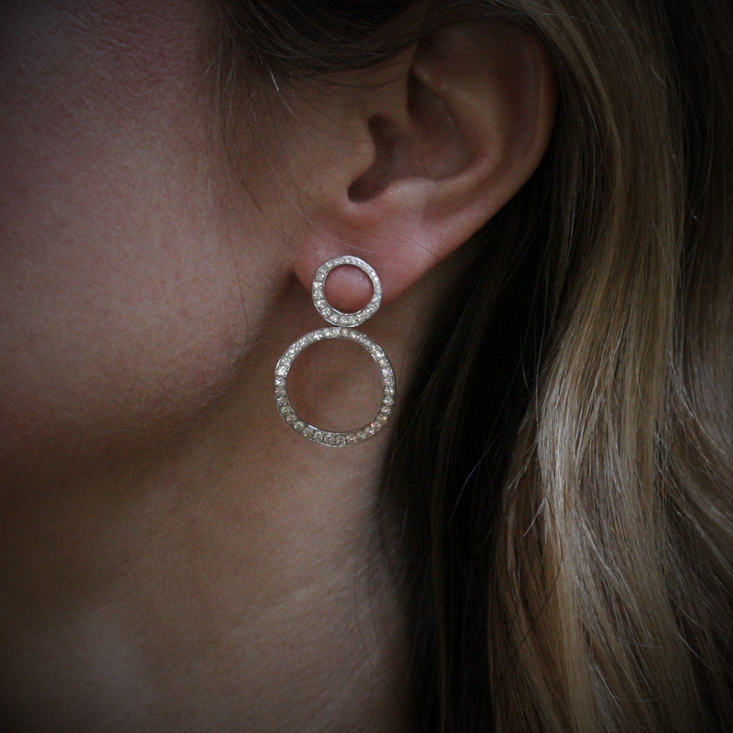 SOLEY 18ct White Gold & Diamond 'Double Circles' Earrings