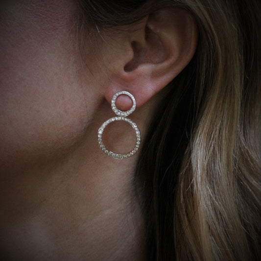 SOLEY 18ct White Gold & Diamond 'Double Circles' Earrings