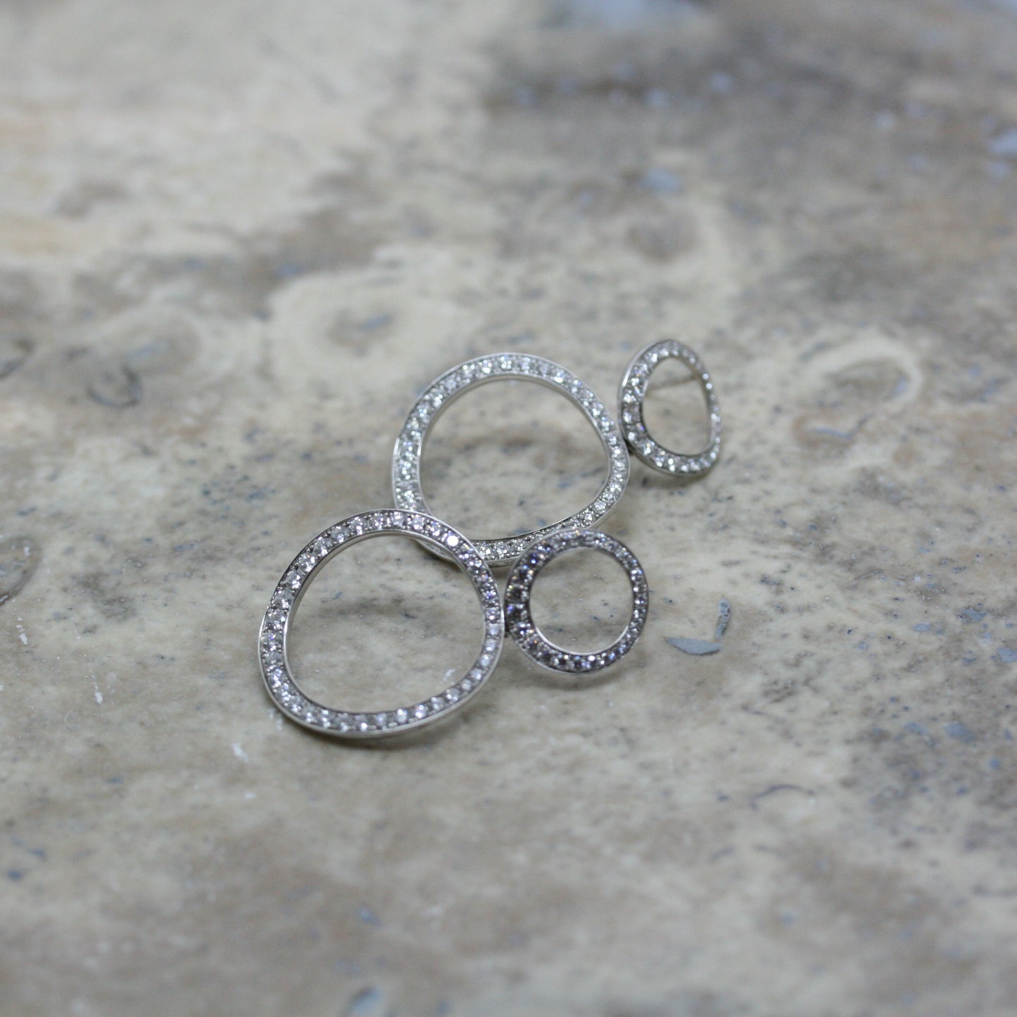 SOLEY 18ct White Gold & Diamond 'Double Circles' Earrings
