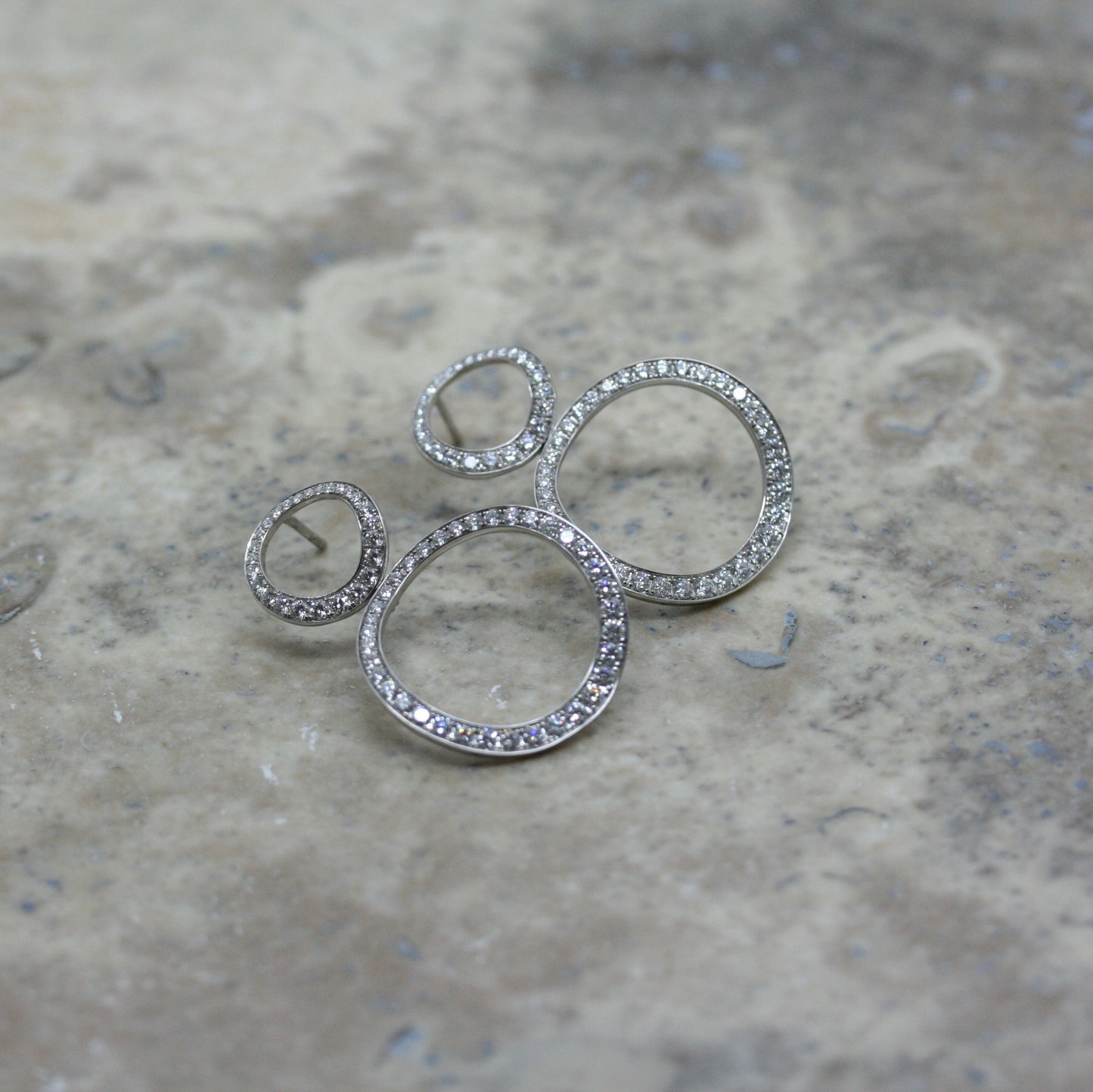 SOLEY 18ct White Gold & Diamond 'Double Circles' Earrings