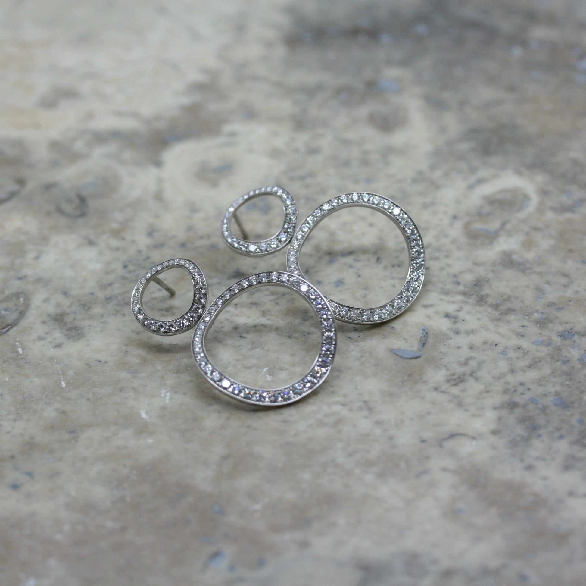 SOLEY 18ct White Gold & Diamond 'Double Circles' Earrings