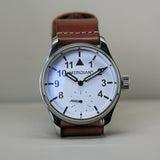 Meridian antique finish wristwatch with brown leather strap