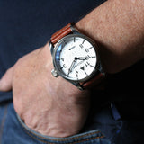 MERIDIAN Antique Finish Wristwatch with Brown Leather Strap