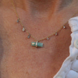 MEIRA T 14ct Yellow & White Gold Necklace with Amazonite & Diamonds