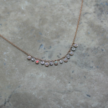 MEIRA T 14ct Rose Gold Opal and Diamond Necklace