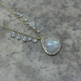 MEIRA T 14ct Yellow Gold Necklace with Moonstone & Diamonds