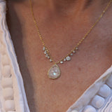 MEIRA T 14ct Yellow Gold Necklace with Moonstone & Diamonds