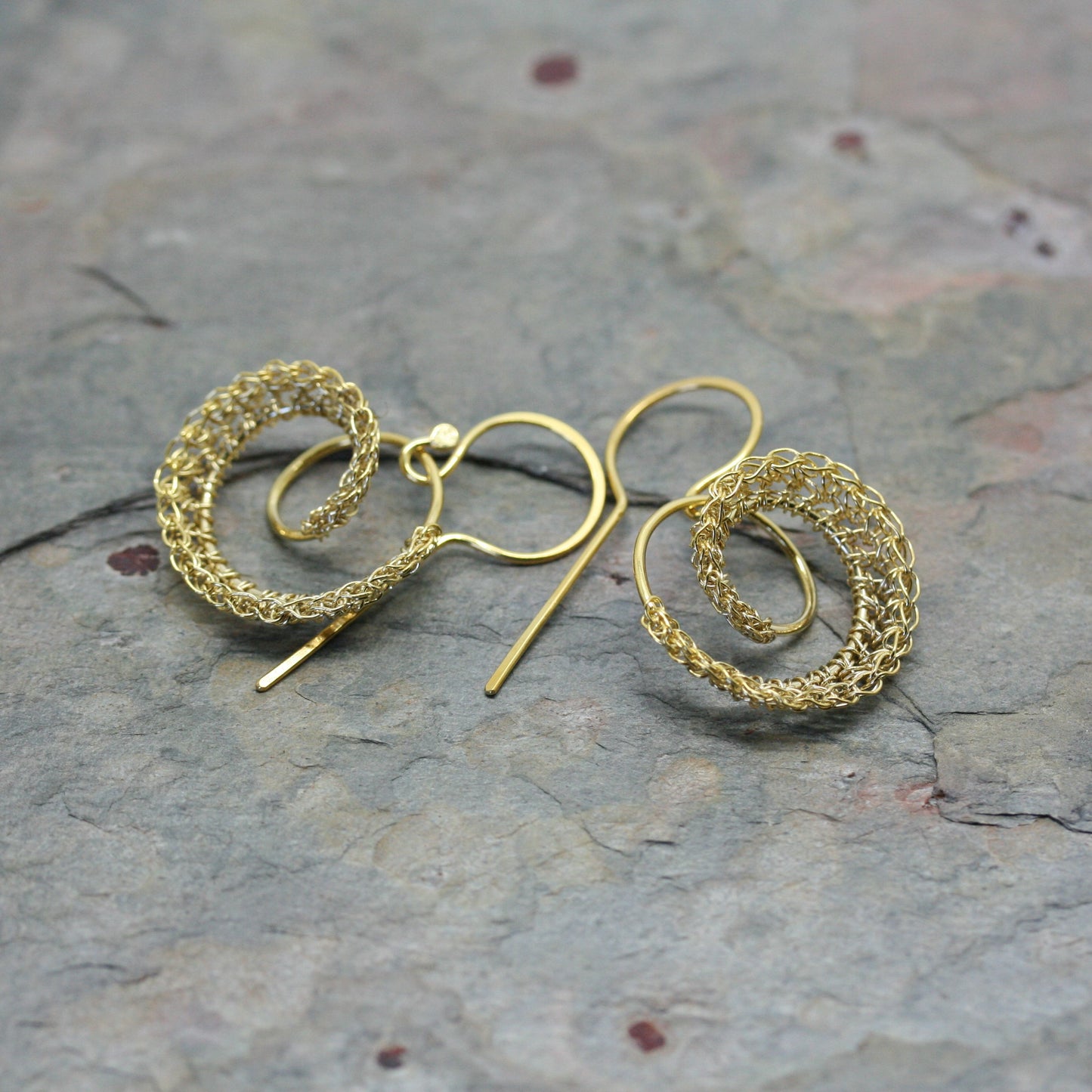 TERI HOWES Yellow Gold PlatedSilver Hand Crocheted 'DNA' Drop Earrings