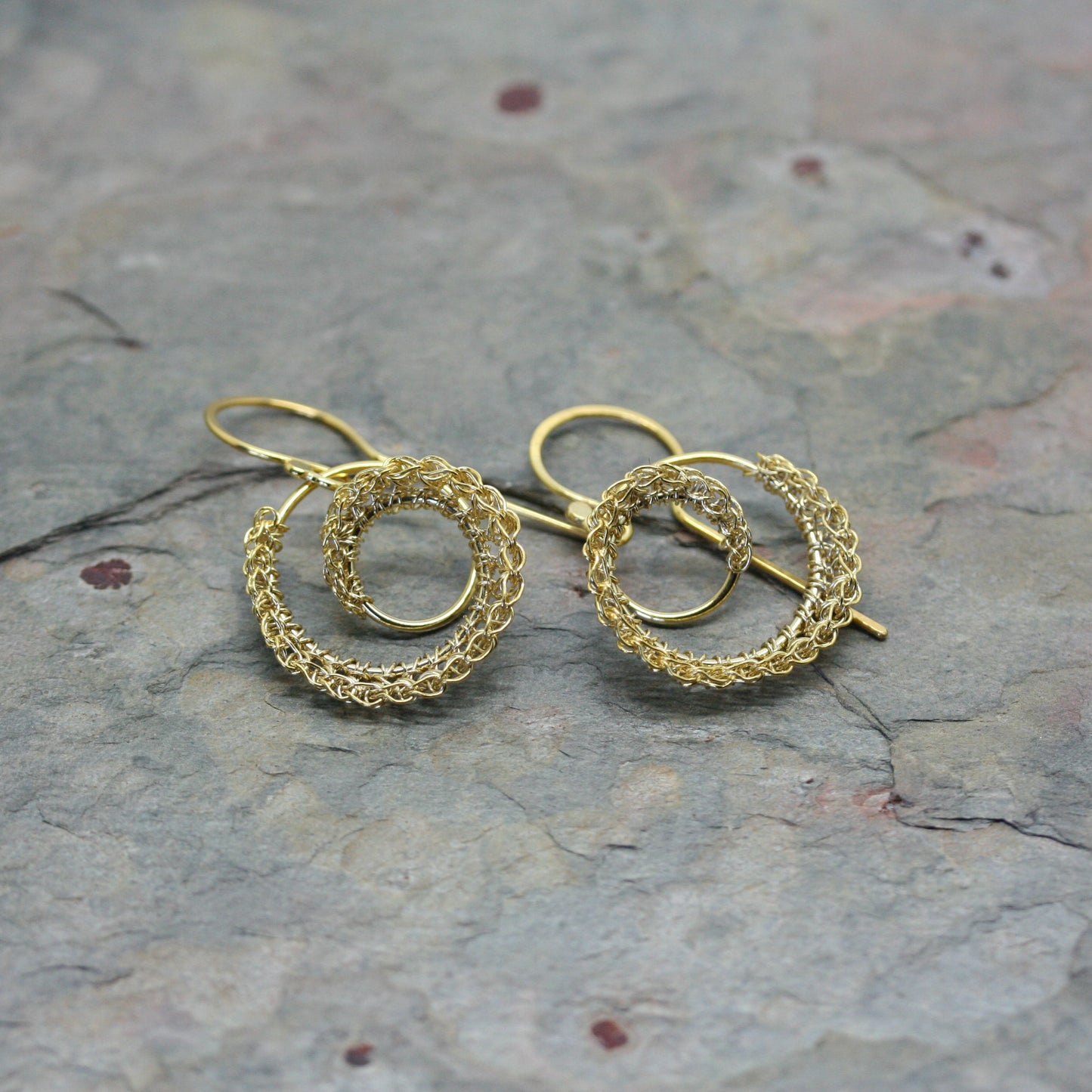 TERI HOWES Yellow Gold PlatedSilver Hand Crocheted 'DNA' Drop Earrings