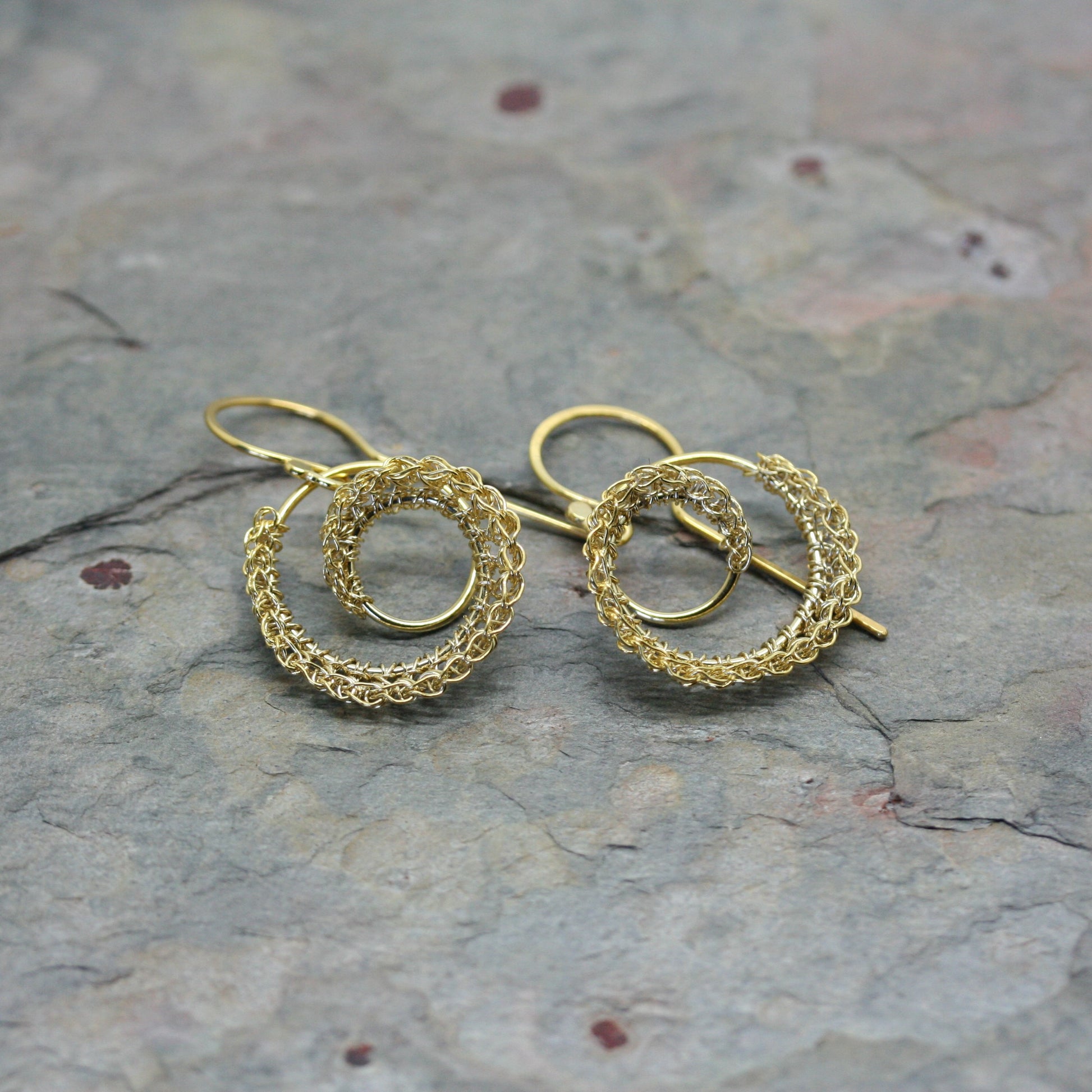 TERI HOWES Yellow Gold PlatedSilver Hand Crocheted 'DNA' Drop Earrings