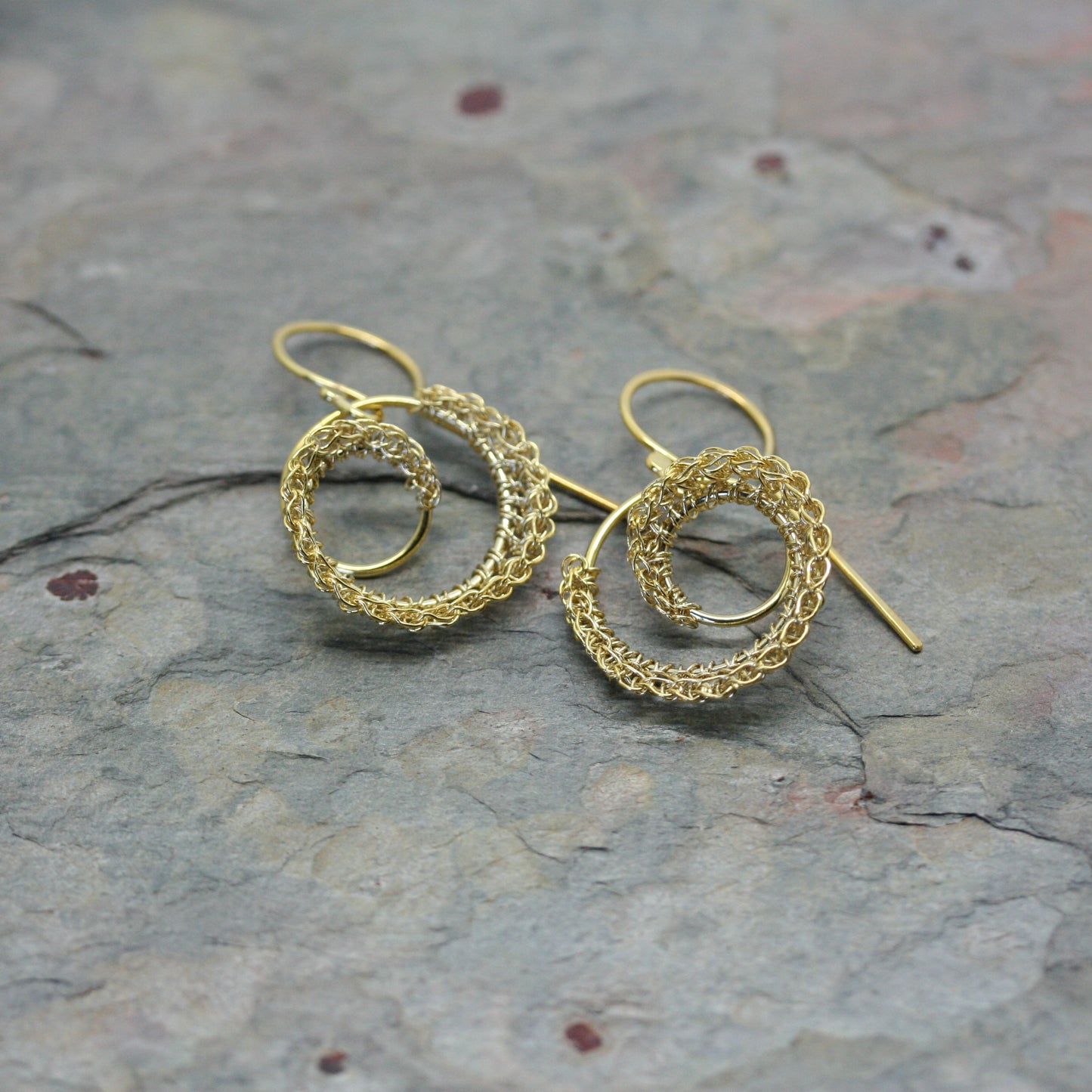 TERI HOWES Silver Hand Crocheted 'DNA' Drop Earrings