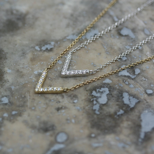 MarkAdam 14ct Gold 'V' Necklace with Diamonds