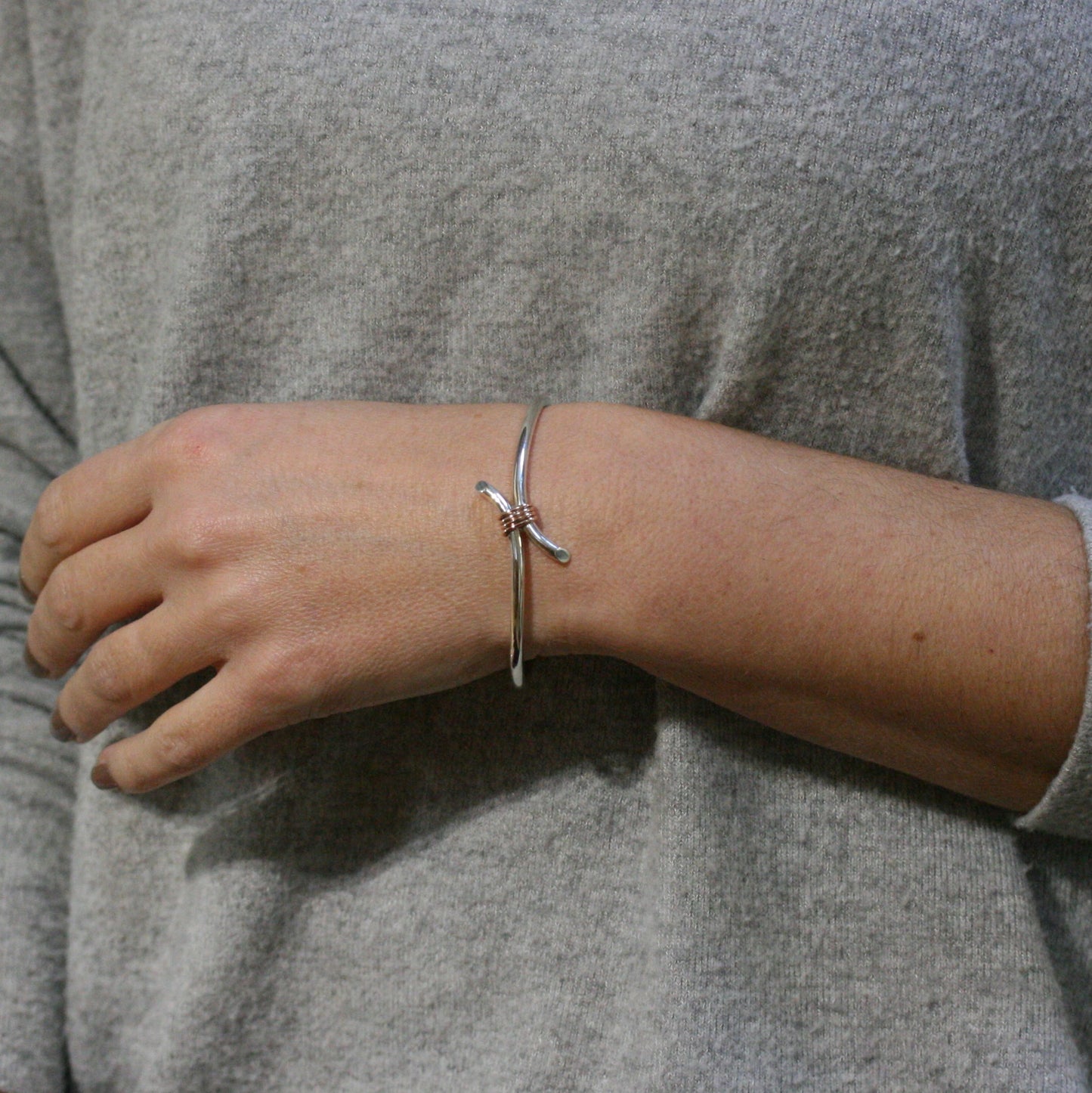 MA Ltd Silver & Rose Gold 'Rebeus' Bangle