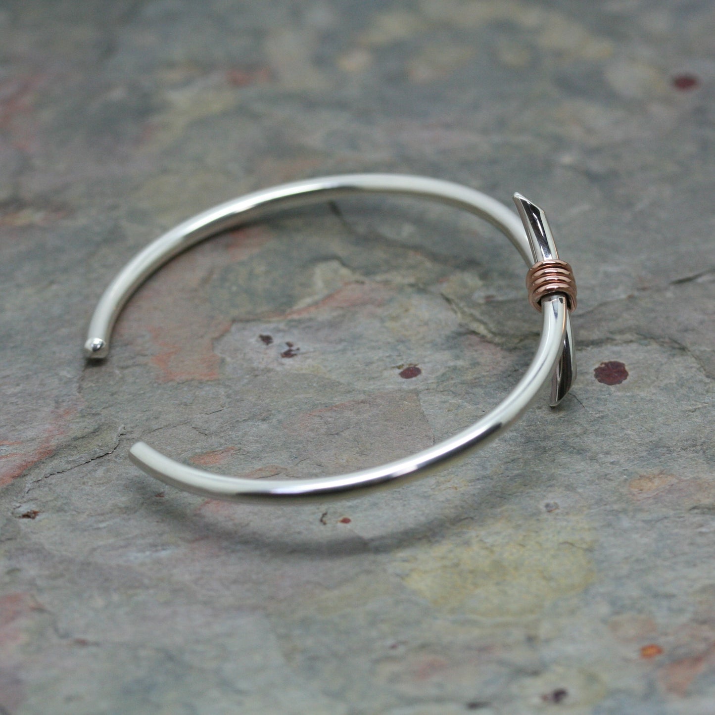 MA Ltd Silver & Rose Gold 'Rebeus' Bangle