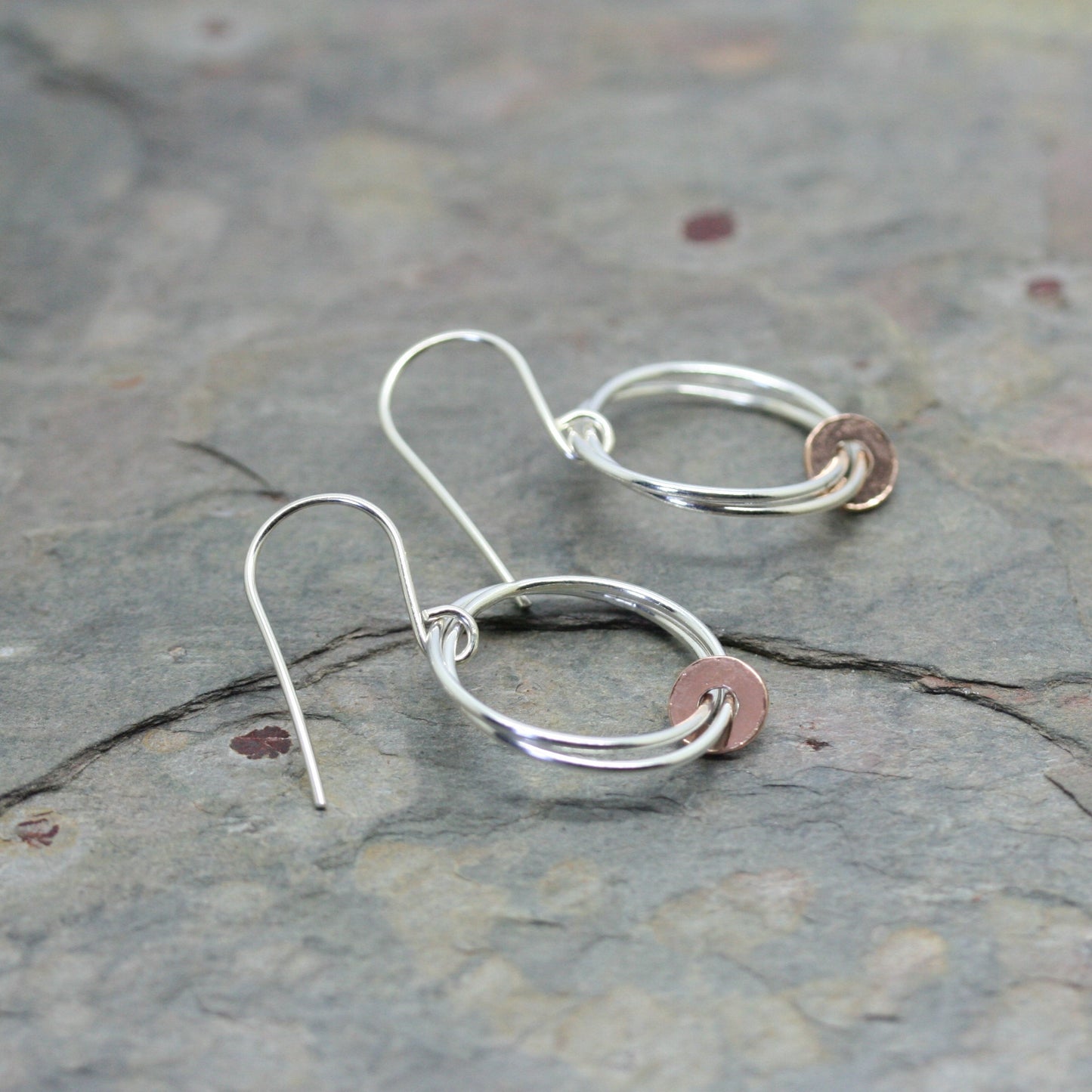 MA Ltd Silver 'Fallon' Earrings with Rose Gold