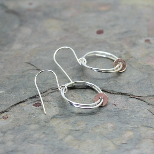 MA Ltd Silver 'Fallon' Earrings with Rose Gold