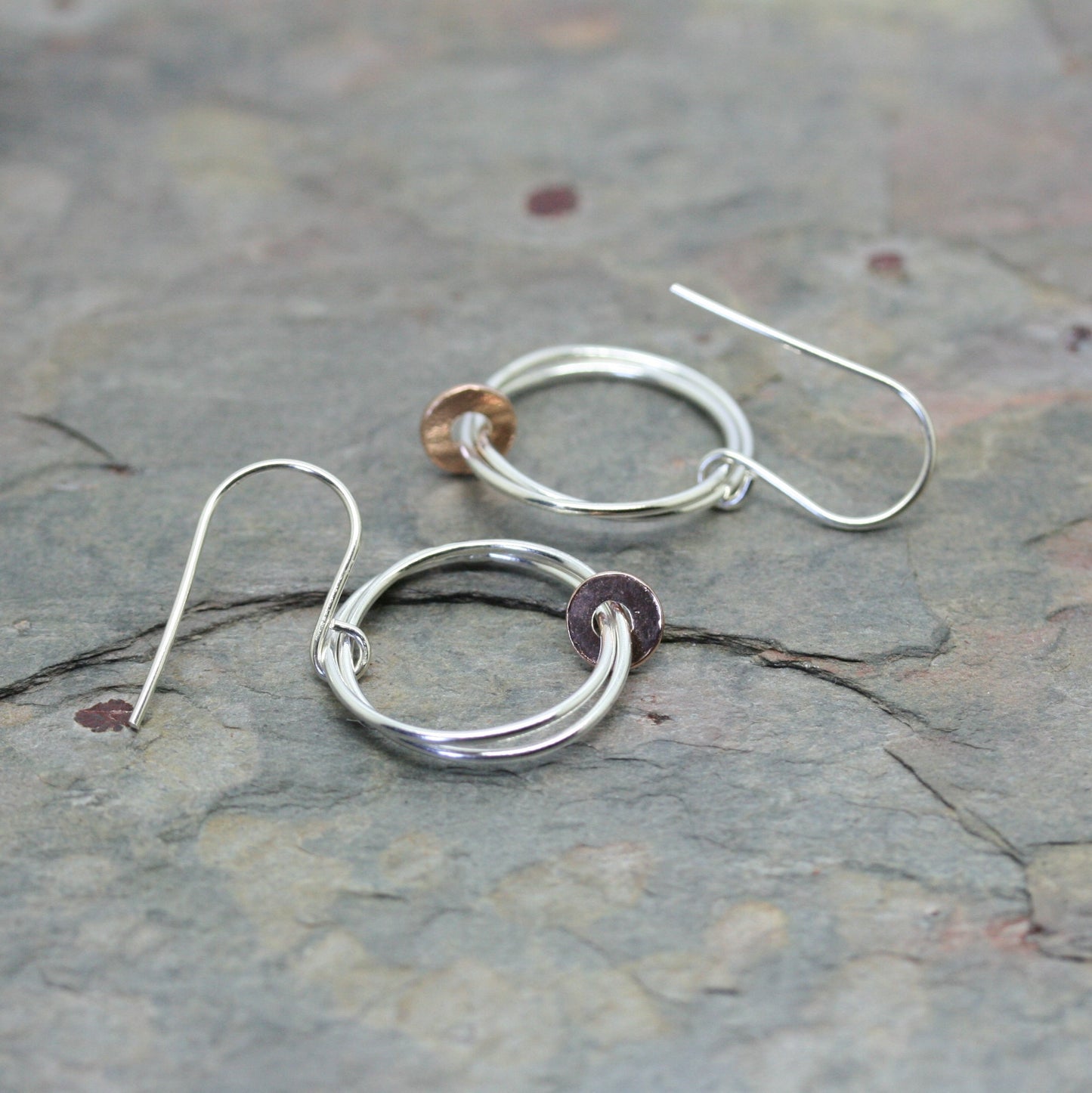 MA Ltd Silver 'Fallon' Earrings with Rose Gold