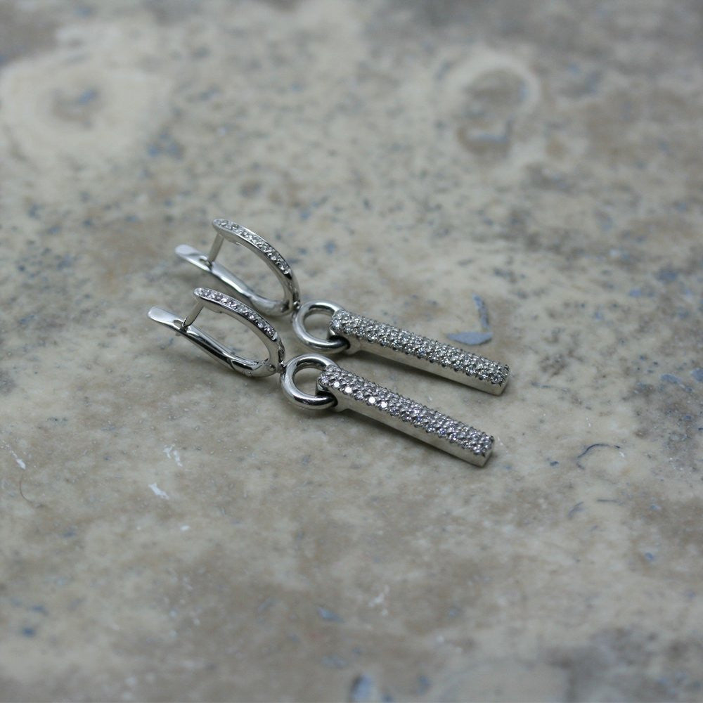 SOLEY 18ct White Gold & Diamond 'Dangle Bar' Earrings