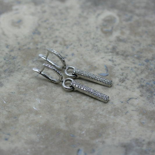 SOLEY 18ct White Gold & Diamond 'Dangle Bar' Earrings